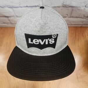 Levis Batwing Logo Snapback Hat Baseball Cap Gray/ Black